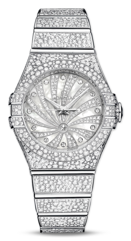 UK Omega Constellation Luxury Edition White Gold Fake Watches 