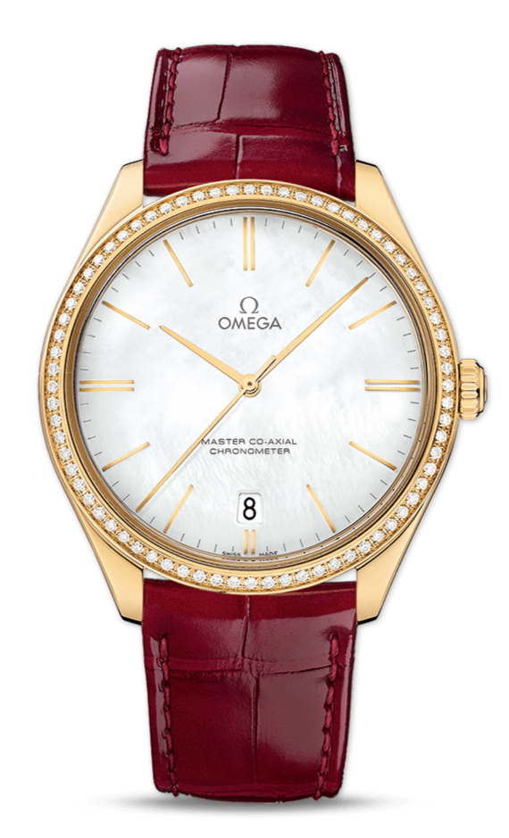 Replica Omega De Ville Trésor Red Leather Strap Watches