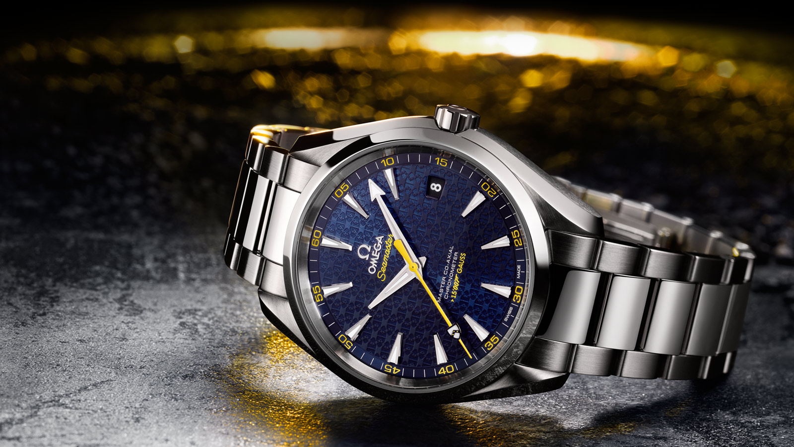 yellow seconds Omega Seamaster Aqua Terra 150m copy watches