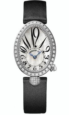 For the decoration of diamonds on the white gold casebody, this replica Breguet watch directly shows the luxurious design style.
