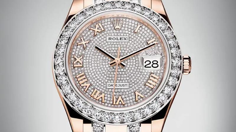 The female copy watches are decorated with diamonds.