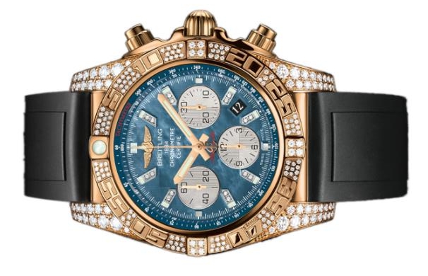 The blue dials copy watches are decorated with diamonds.